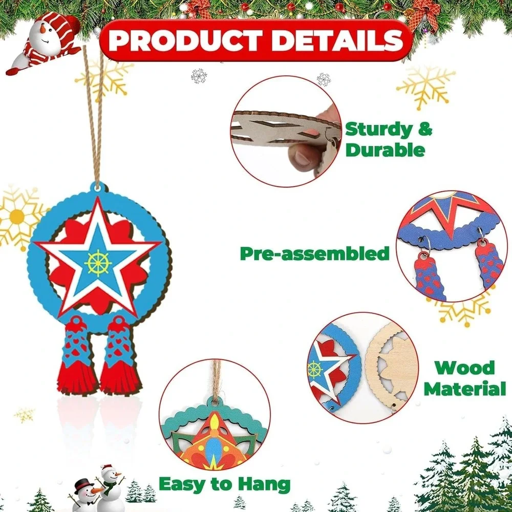 24 Pcs Philippine Christmas Tree Parol Ornament Christmas Mini Parol Wooden H...